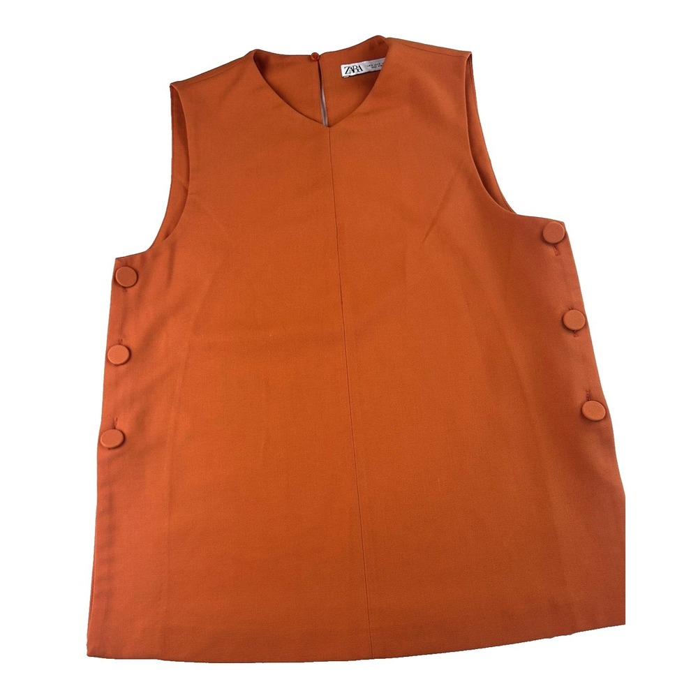 Zara Structured Side Button Burnt Orange Preppy Modern Oversized Size S